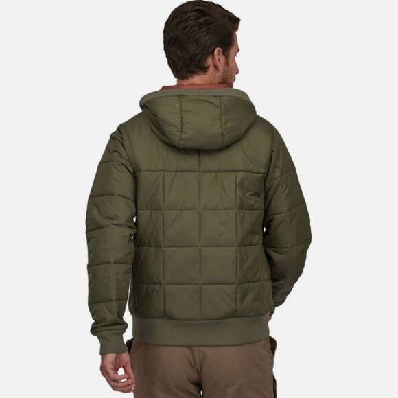 Patagonia Men's L Box Quilted Hoody Olive Drab OD Green Custom Logo Puffy Puffer - Picture 11 of 11